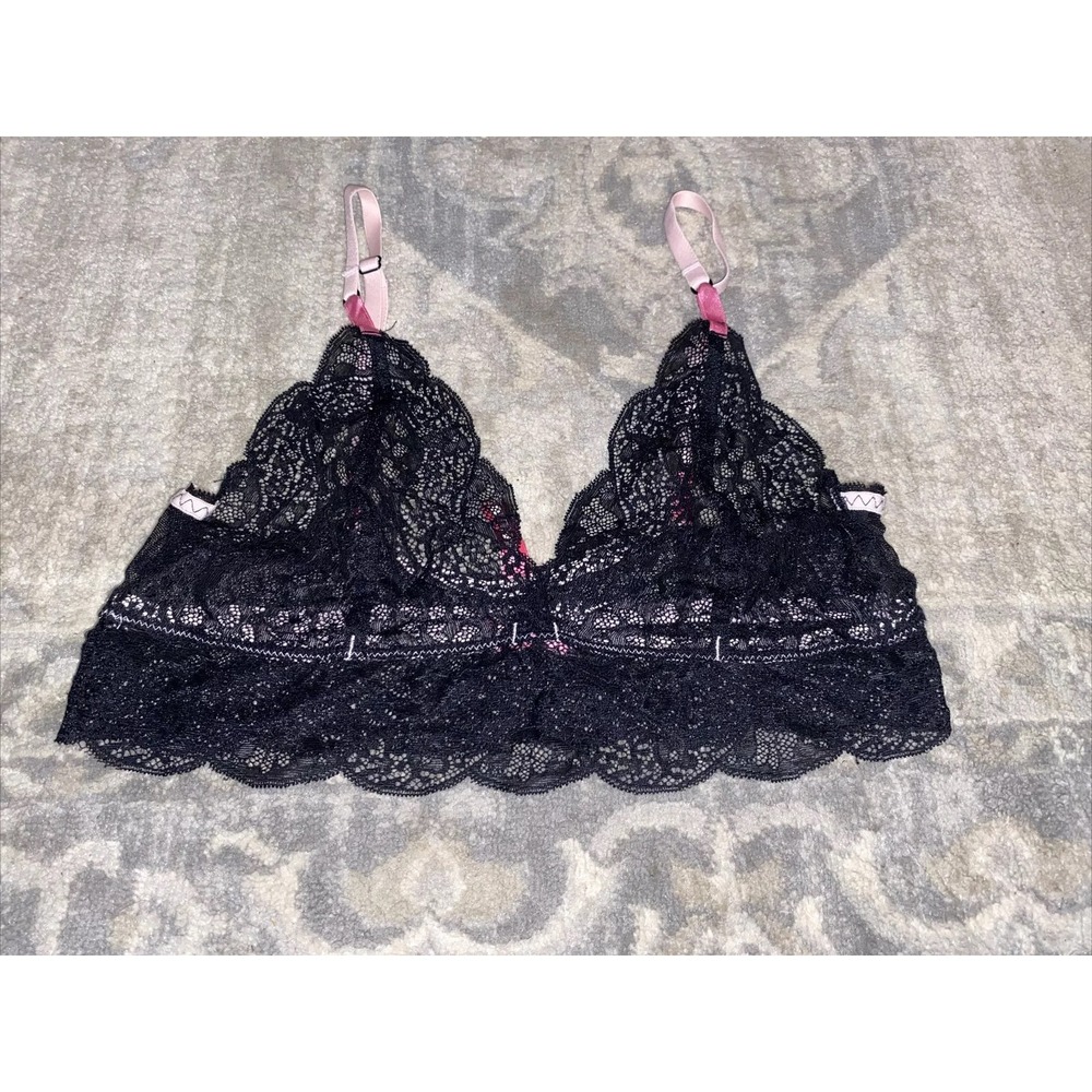 Cosmopolitan bralette bra Sheer lace‎ Black Sz large